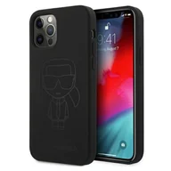 Etui i futerały do telefonów - Karl Lagerfeld Silicone Ikonik Outline - Etui iPhone 12 / iPhone 12 Pro czarny - miniaturka - grafika 1