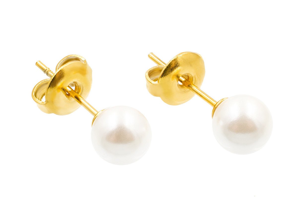 Pozłacane Kolczyki Kuleczki Perełki 6Mm