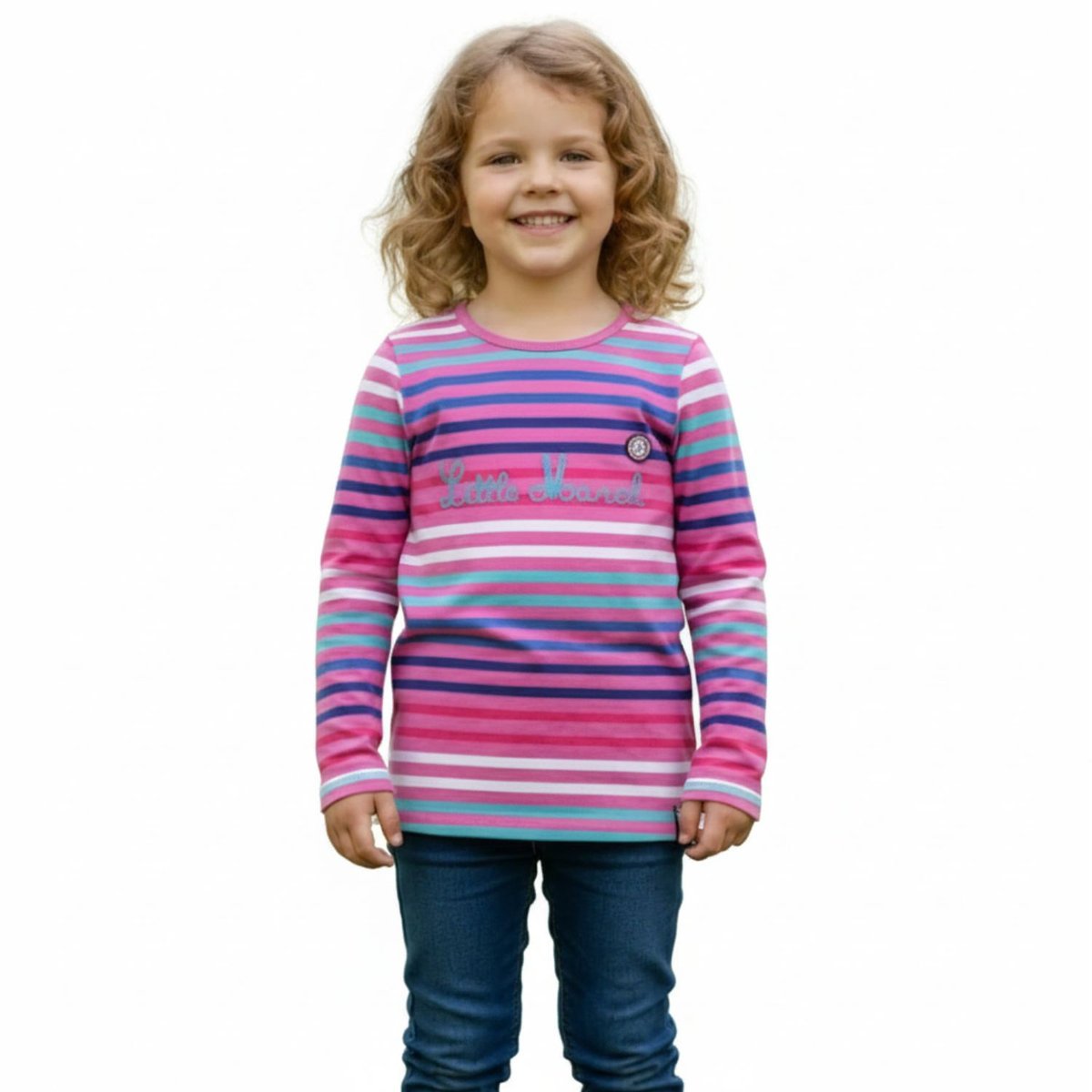 Koszulka dziewczęca Little Marcel różowa w paski -104