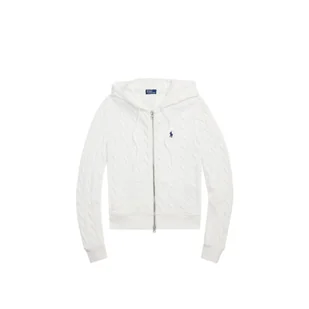 felpe con cappuccio donna ralph lauren - ctn cbl hd-long sleeve-full zip - bianco - Bluzy damskie - miniaturka - grafika 1