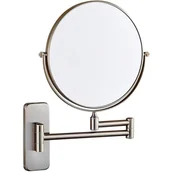 Lusterka do makijażu - Lustro do makijażu montowane na ścianie, powiększenie 10x, obrotowe i wysuwane o 360°, szczotkowany nikiel, średnica 15 cm - miniaturka - grafika 1