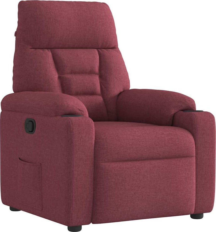 vidaXL Fotel rozkładany, winna czerwień, obity tkaniną