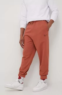 Spodnie damskie - KARL Kani Kani spodnie bawełniane kolor brązowy gładkie - grafika 1