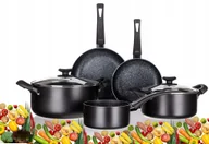 Zestawy garnków i patelni - Zestaw garnków Banquet CZARNE patelnia kuchenne prezent aluminiowe 7 el. - miniaturka - grafika 1