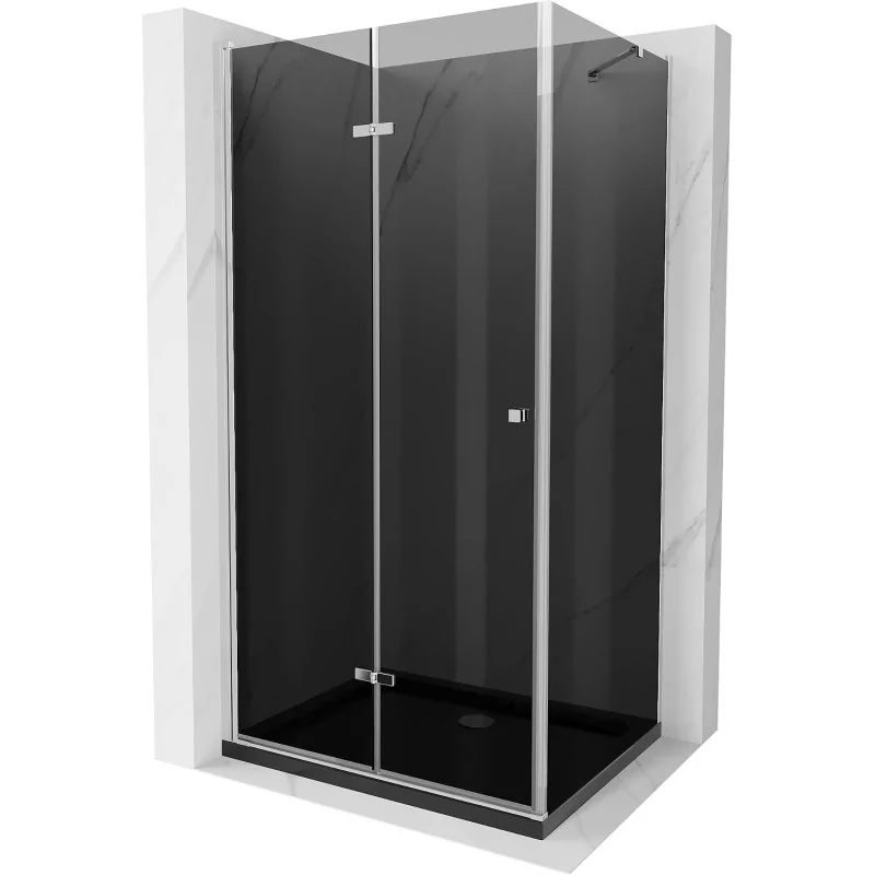 Mexen Lima kabina prysznicowa składana 100x80 cm, grafit, chrom + brodzik Flat, czarny