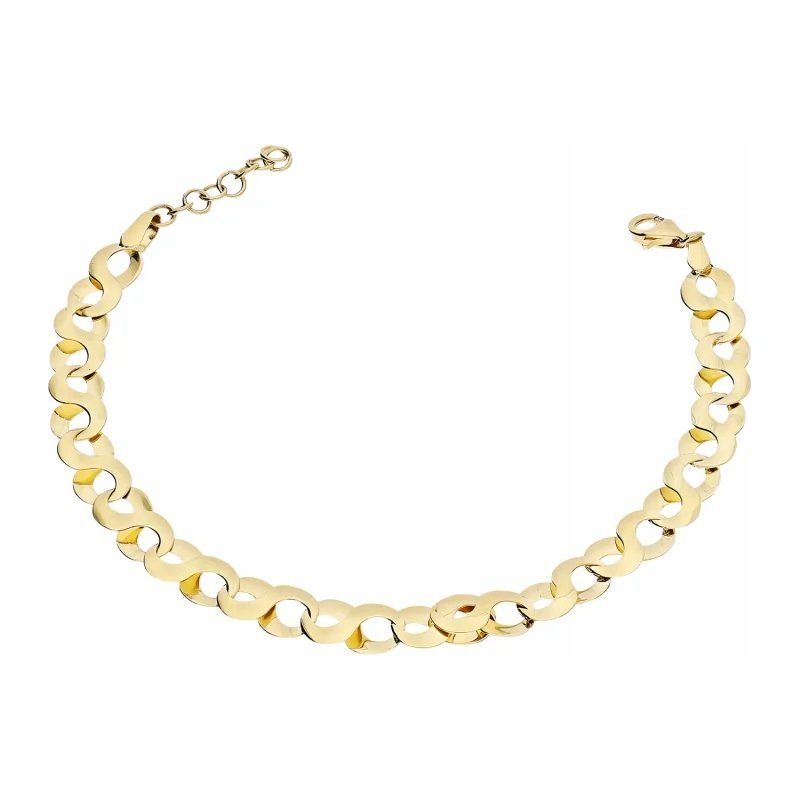 Elegancka 585 złota bransoleta ogniwa nieskończoność R19cm Regulowana 14kt