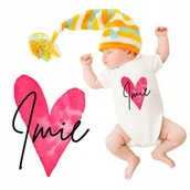 Body dla niemowląt - BODY NIEMOWLĘCE Dziecięce Białe Na Prezent Urodziny SERCE IMIĘ Wzory - 68 - miniaturka - grafika 1