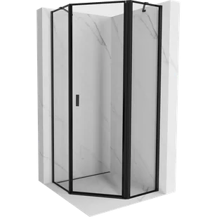 Mexen Mist kabina prysznicowa pięciokątna uchylna prawa 90 x 90 cm, czarna ramka, czarna - 8A8-090-090-70-70-P - Kabiny prysznicowe - miniaturka - grafika 1