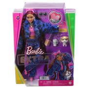 Lalki dla dziewczynek - Lalka Barbie Extra Niebieski garnitur panterka Bordowe włosy HHN09 - miniaturka - grafika 1