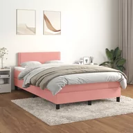Łóżka - vidaXL Łóżko kontynentalne z materacem, różowe, 120x200 cm, aksamit - miniaturka - grafika 1