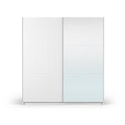 Szafy - Biała szafa z lustrem i drzwiami przesuwnymi 200x215 cm Lisburn – Cosmopolitan Design - miniaturka - grafika 1
