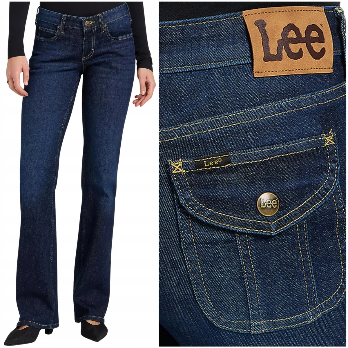 Lee Flap Pkt Jessica rozszerzane niższe damskie spodnie jeansowe W29 L31