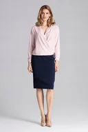 Bluzki damskie - Elegancka BLUZKA damska ZAKŁADANA z gumką różowa S - miniaturka - grafika 1
