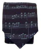 Krawaty i muchy męskie - Granatowy krawat w nuty na pięciolinii D371 - miniaturka - grafika 1