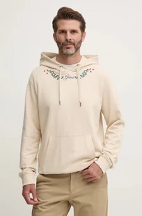 Guess bluza bawełniana męska kolor beżowy z kapturem z aplikacją M4BQ21.KCH01 - Bluzy męskie - miniaturka - grafika 1