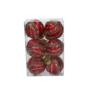 Bombka styropianowa 6 cm czerwono-złota 6 szt. - Bombki - miniaturka - grafika 1