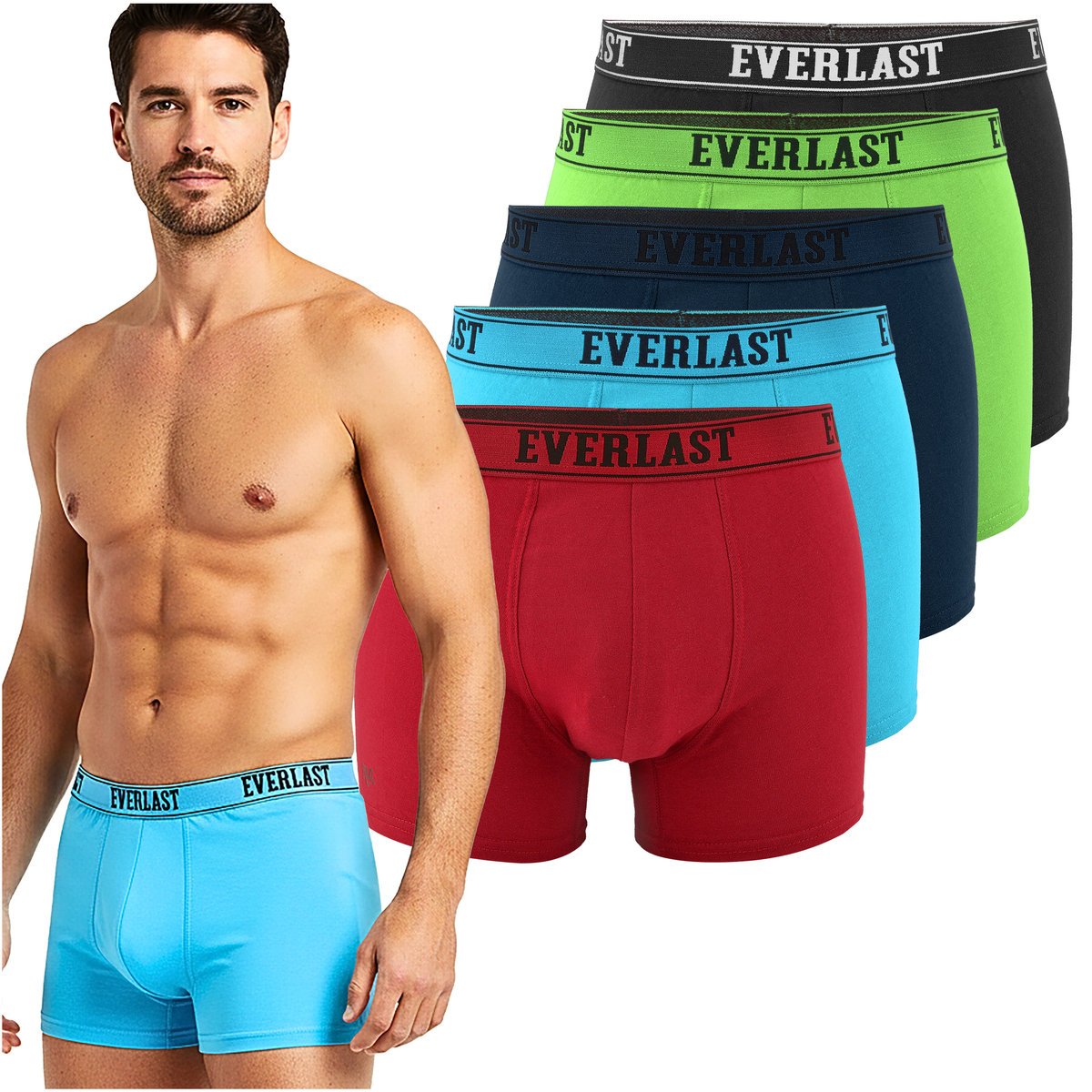 Everlast Bokserki Męskie EV005 Mix Kolor Bawełna 5 sztuk Rozmiar M