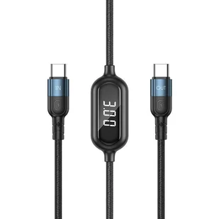Remax Litxn kabel do szybkiego ładowania USB Typ C - USB Typ C 60W Power Delivery z wyświetlaczem ekranem miernik mocy 1m czarny (RC-193a) - Kable USB - miniaturka - grafika 1