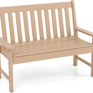 Ławki ogrodowe - Ławka Ogrodowa dla 2 Osób, Ławka Zewnętrzna z HDPE z Oparciem i Podłokietnikami, Nośność 320 kg, na Patio, Taras, Balkon, 132 x 65 x 91 cm (Brązowa) - miniaturka - grafika 1