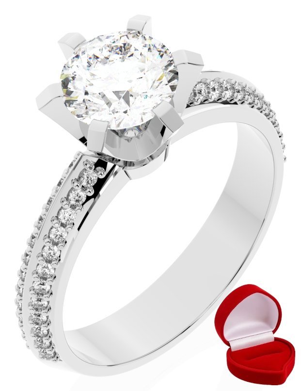 ZŁOTY PIERŚCIONEK ZARĘCZYNOWY 585 14k BRYLANT LAB 1 ct BIAŁE ZŁOTO R21