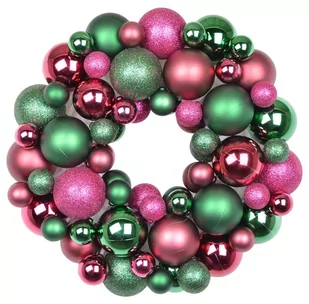 Wieniec z bombek zielony-różowy, mały, 33 cm - Bombki - miniaturka - grafika 1