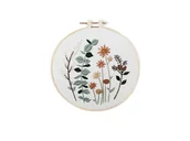 Pasmanteria - Zestaw do haftu płaskiego na płótnie z tamborkiem i muliną wzór nr 3 kwiaty - miniaturka - grafika 1