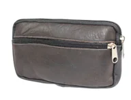 Torby męskie - Skórzana Saszetka Na Pasek Z Suwakiem Polska Galanteria (PL) CZEKOLADOWO CZARNA 18,5 x 11 x 2 [cm] - miniaturka - grafika 1