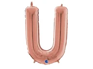 Balony i akcesoria - Balon foliowy litera U różowe złoto - 66 cm - 1 szt. - miniaturka - grafika 1