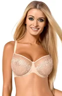 Biustonosze - Biustonosz Miękki z Fiszbinami Koronkowy SOFT Wygodny Stanik Bra Beżowy 85C - miniaturka - grafika 1
