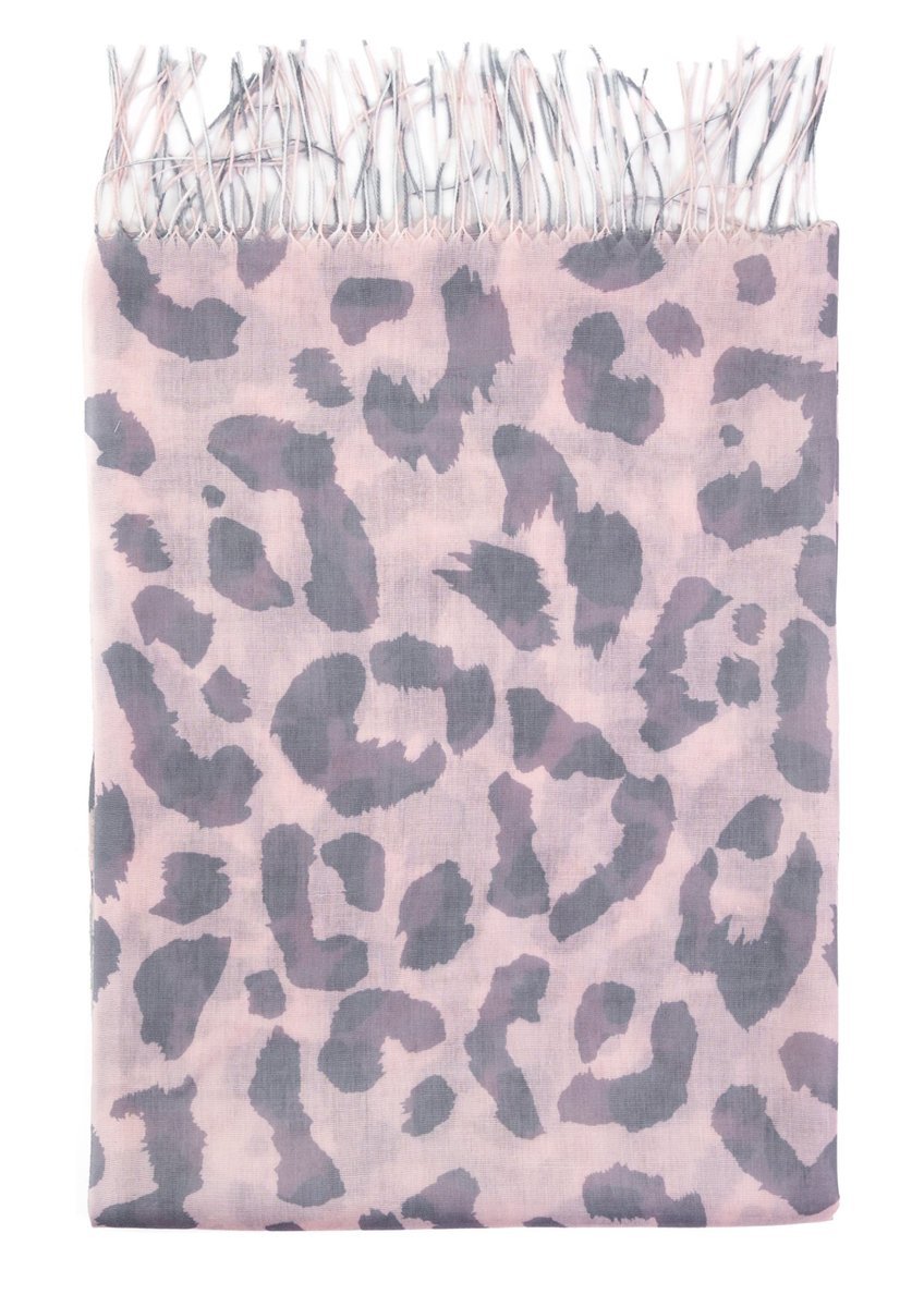 Szalik Damski Z Frędzlami W Panterkę Wiosenny Cienki Elegancki Zwiewny