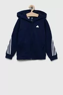 Bluzy dla dziewczynek - adidas bluza dziecięca U FI 3S FZ kolor granatowy z kapturem z aplikacją - miniaturka - grafika 1