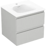 Szafki łazienkowe - Mexen Rivel szafka łazienkowa 50 cm z umywalką Vela, 2 szuflady, ryflowana , szara mat/biała mat - 91A20-05047-2-BFF62-W23M01 - miniaturka - grafika 1