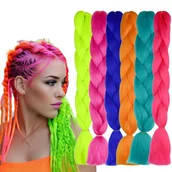 Ozdoby do włosów - Włosy Syntetyczne Kolorowe Warkoczyki Zestaw 6 Sztuk NEONOWE - miniaturka - grafika 1