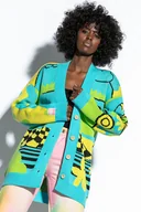 Swetry damskie - Kolorowy zapiany kardigan retro F1841 Żółty - miniaturka - grafika 1