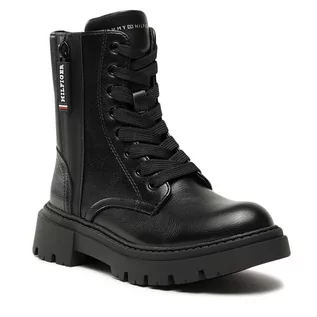 Buty dla dziewczynek - Kozaki Tommy Hilfiger T3A5-33026-1355999 M Black 999 - grafika 1