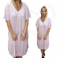 Piżamy damskie - Urocza Koszula Nocna SERDUSZKA Bawełna Kokardki Wygodna Piżama 50 52 5XL - miniaturka - grafika 1