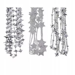 Girlanda na choinkę gwiazdki 2,7m srebrny - Bombki - miniaturka - grafika 1