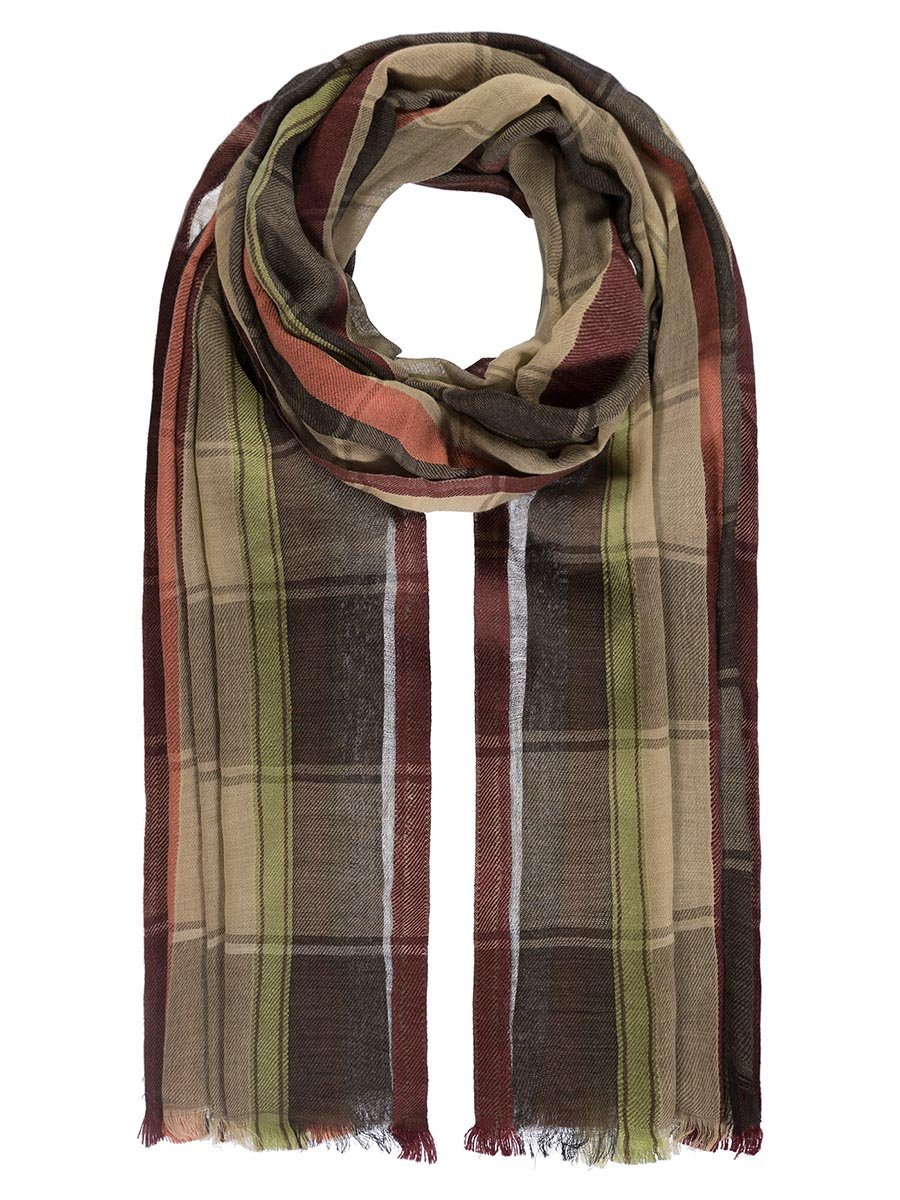 Szalik w kratkę z brązowymi paskami Passigatti