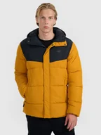 Kurtki męskie - 4F Kurtka puchowa z wypełnieniem syntetycznym męska - żółta L - miniaturka - grafika 1