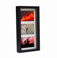 Ramki na zdjęcia - Ramka na 3 zdjęcia galeria 3D głęboka shadow box 18x35cm czarna - miniaturka - grafika 1