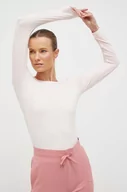 Bluzki damskie - Roxy longsleeve do jogi Naturally Active kolor różowy odkryte plecy - miniaturka - grafika 1