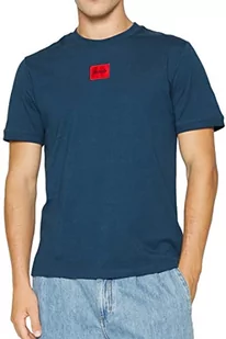 HUGO Męski t-shirt Diragolino212 Regular-Fit z bawełny z czerwoną etykietą z logo, Dark Blue407, XS - Koszulki męskie - miniaturka - grafika 1