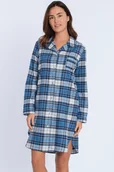 Bielizna nocna - Flanelowa koszula damska DEBBIE Niebieski XL - miniaturka - grafika 1