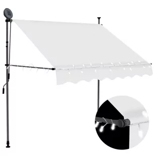 vidaXL Ręcznie zwijana markiza z LED, 150 cm, kremowa vidaXL - Markizy - miniaturka - grafika 1