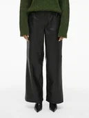 Spodnie damskie - Vila Spodnie "Vianne" w kolorze czarnym ze skóry syntetycznej - miniaturka - grafika 1