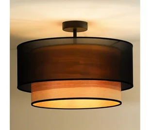 Duolla - Żyrandol natynkowy WOOD BOHO 1xE27/15W/230V śr. 45 cm czarny/beżowy - Lampy sufitowe - miniaturka - grafika 1