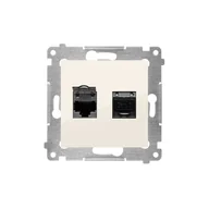 Gniazdka elektryczne - Kontakt Simon Simon 54 Gniazdo komputerowe podwójne 2xRJ45 kat.6 z przesłoną kremowe D62.01/41 WMDK-0620xx-041 0001-00000-37889 [4349816] - miniaturka - grafika 1