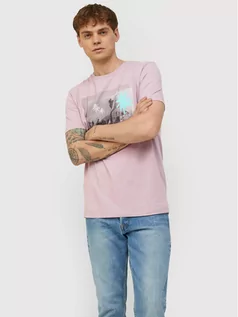 Koszulki męskie - Jones Jack T-Shirt Palm 12213757 Fioletowy Regular Fit - grafika 1