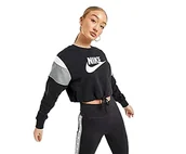 Koszulki i topy damskie - Nike Damska koszulka z długim rękawem W NSW HRTG CREW FLC SB, czarny/szary / biały (biały), 2XL, CJ2308 - miniaturka - grafika 1