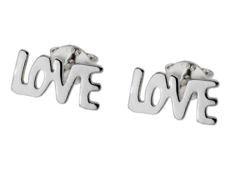 KOLCZYKI SREBRNE WKRĘTKI LOVE k2427 - 0,8g